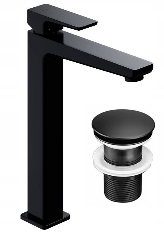Vodovodná umyvadlová batéria - Omnires Parma Black PM7412BL + Cork Click Plug