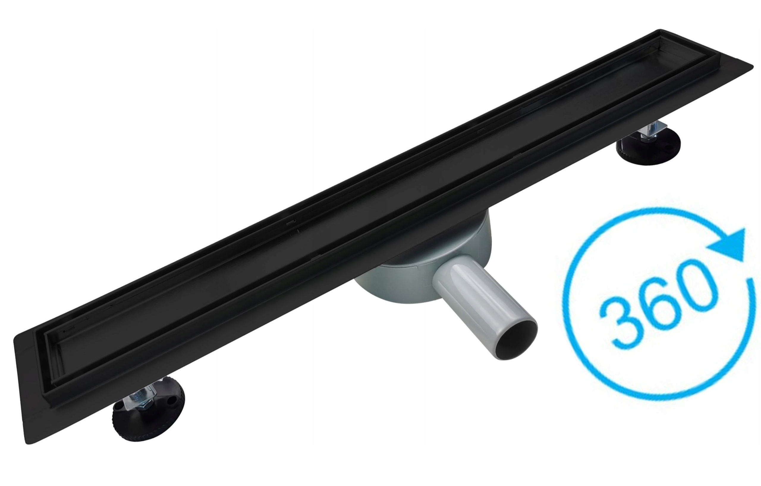 Sprchový žľab - Lineárna odtok 2N1 čierna / čierna rotačná 70 cm