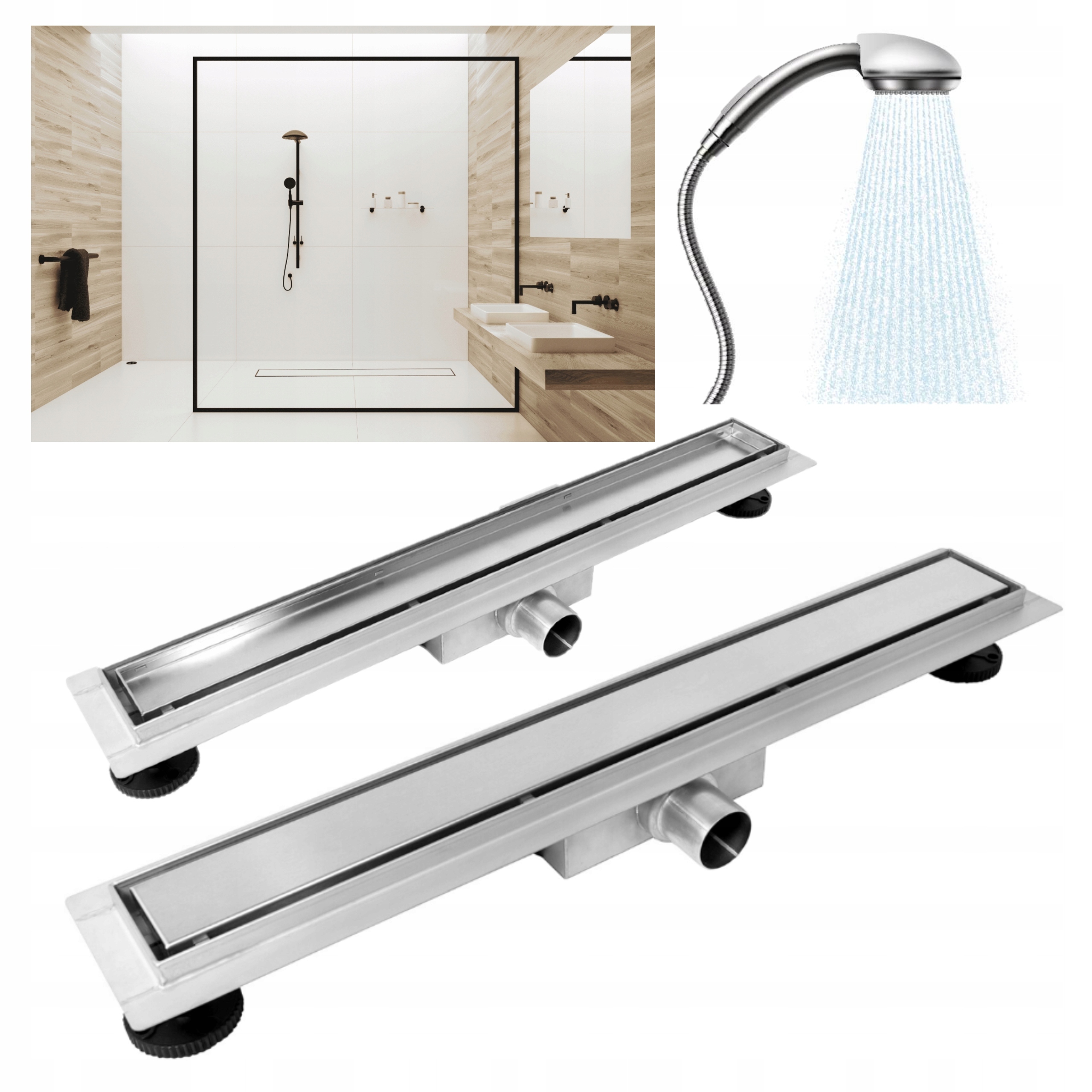 Sprchový žľab odtok - Lineárny odtok pre sprchu Chrome 70 cm