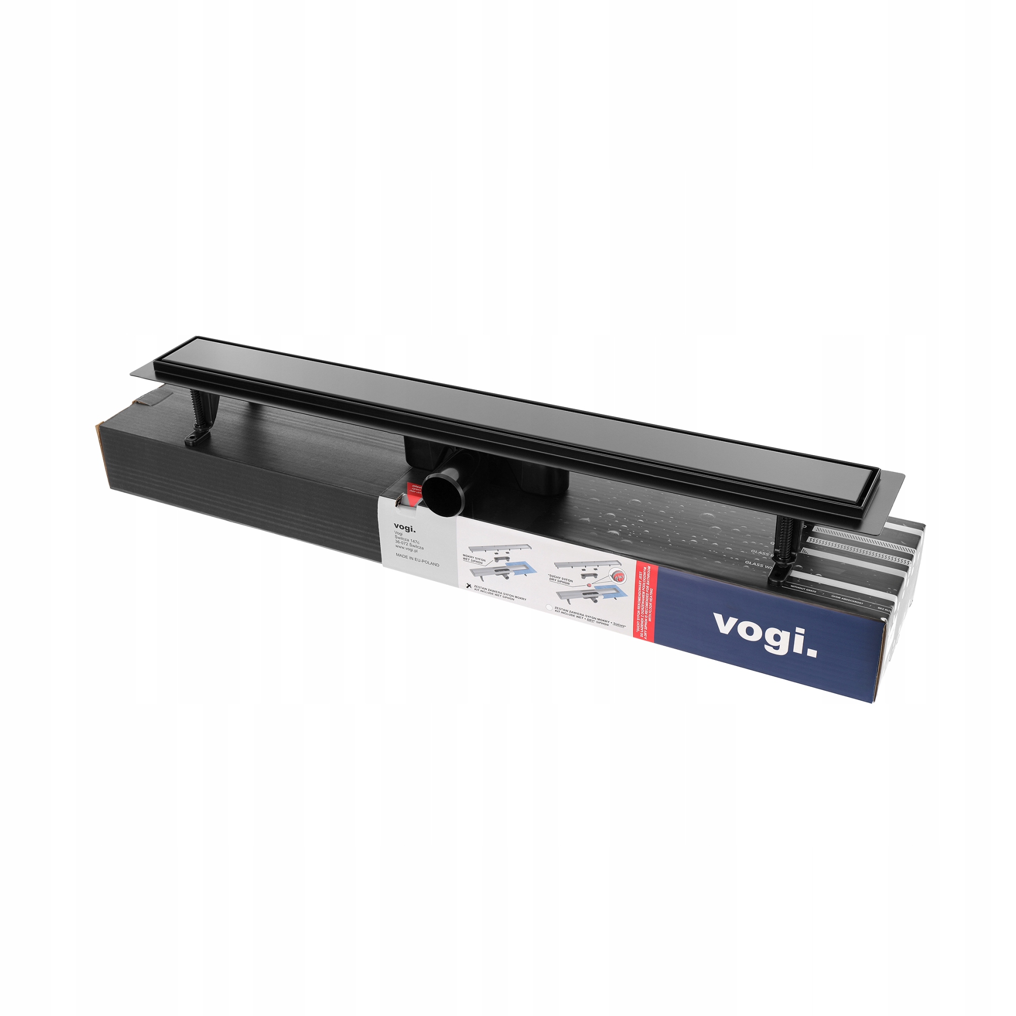 Sprchový žľab odtok - Vogi Black Duo Lineárny odtok pre dosku - 60 cm