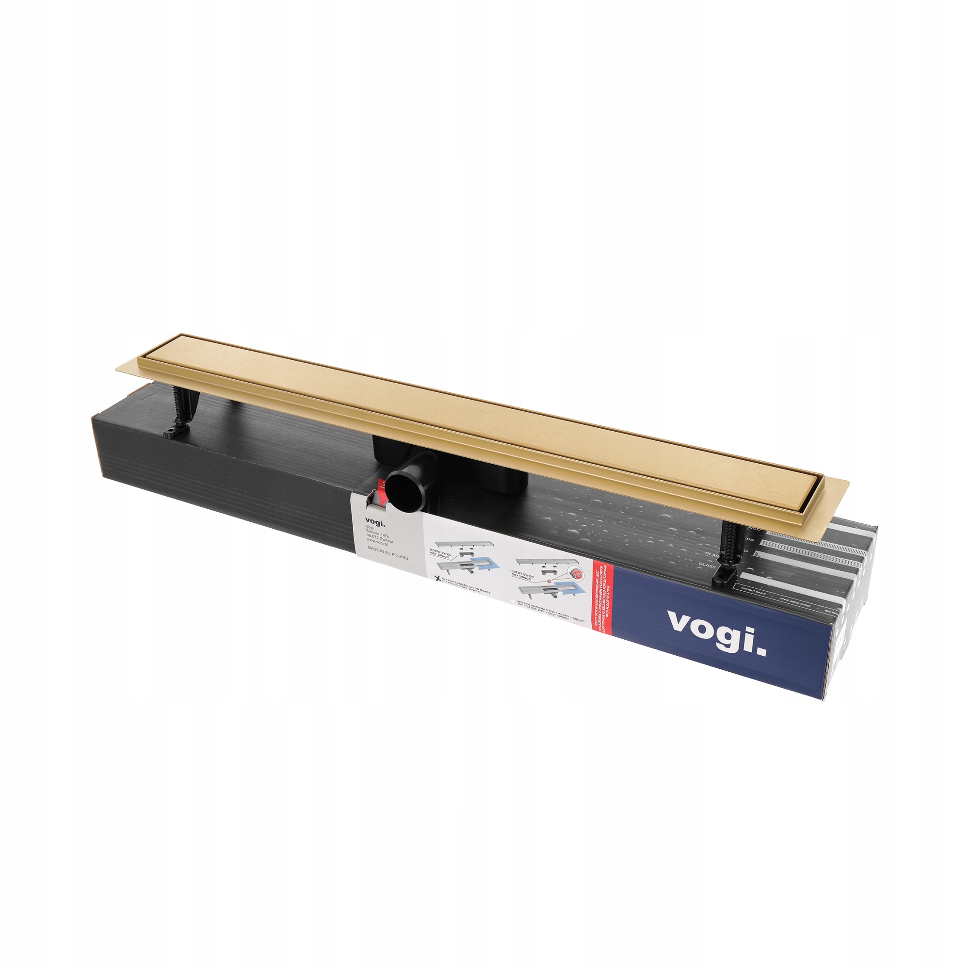 Sprchový žľab odtok - Lineárny odtok Vogi, Zlaté duo pre dosku - 80 cm