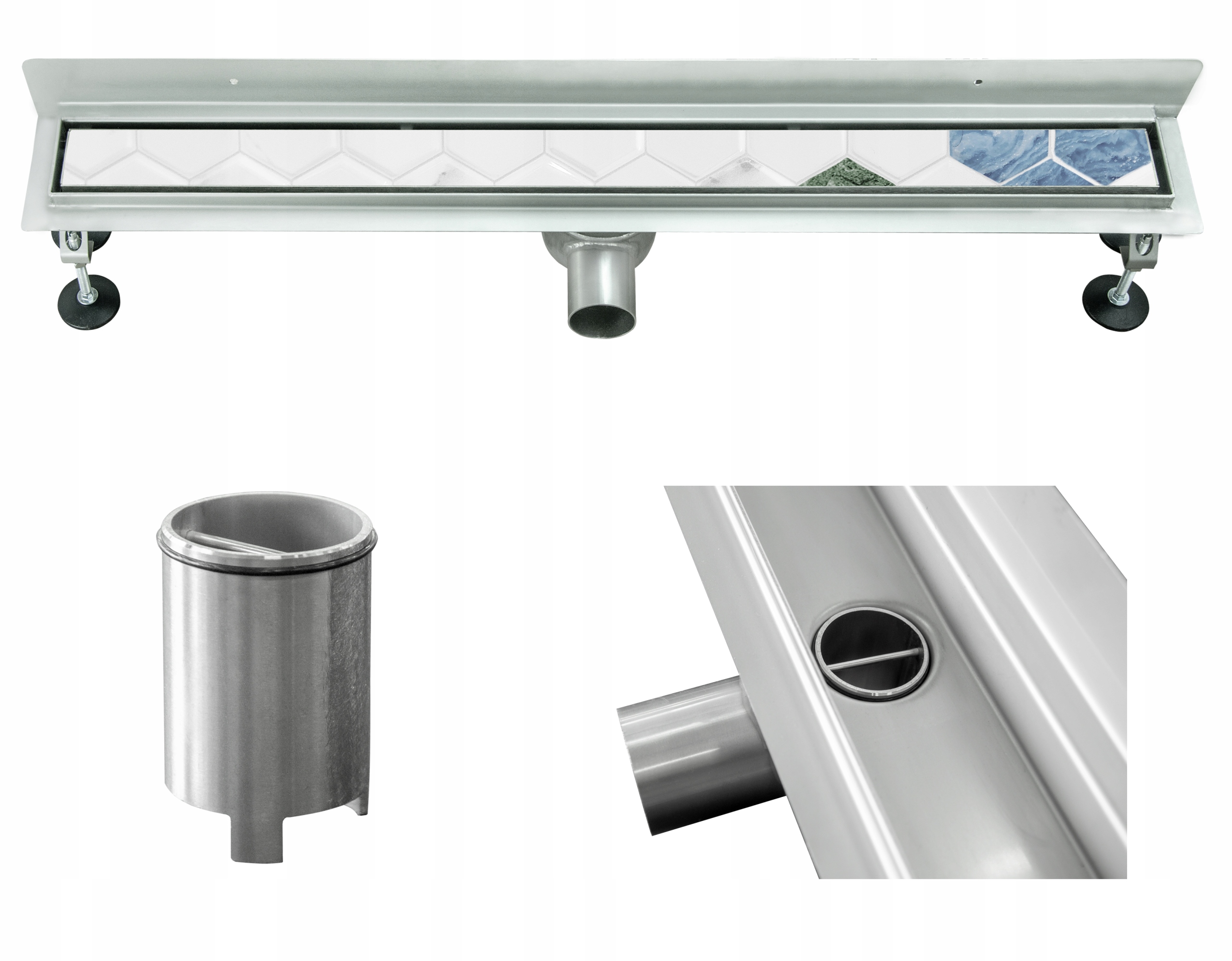 Sprchový žľab - Lineárne kúpeľňa vývody 90 cm Steel Niedz. v