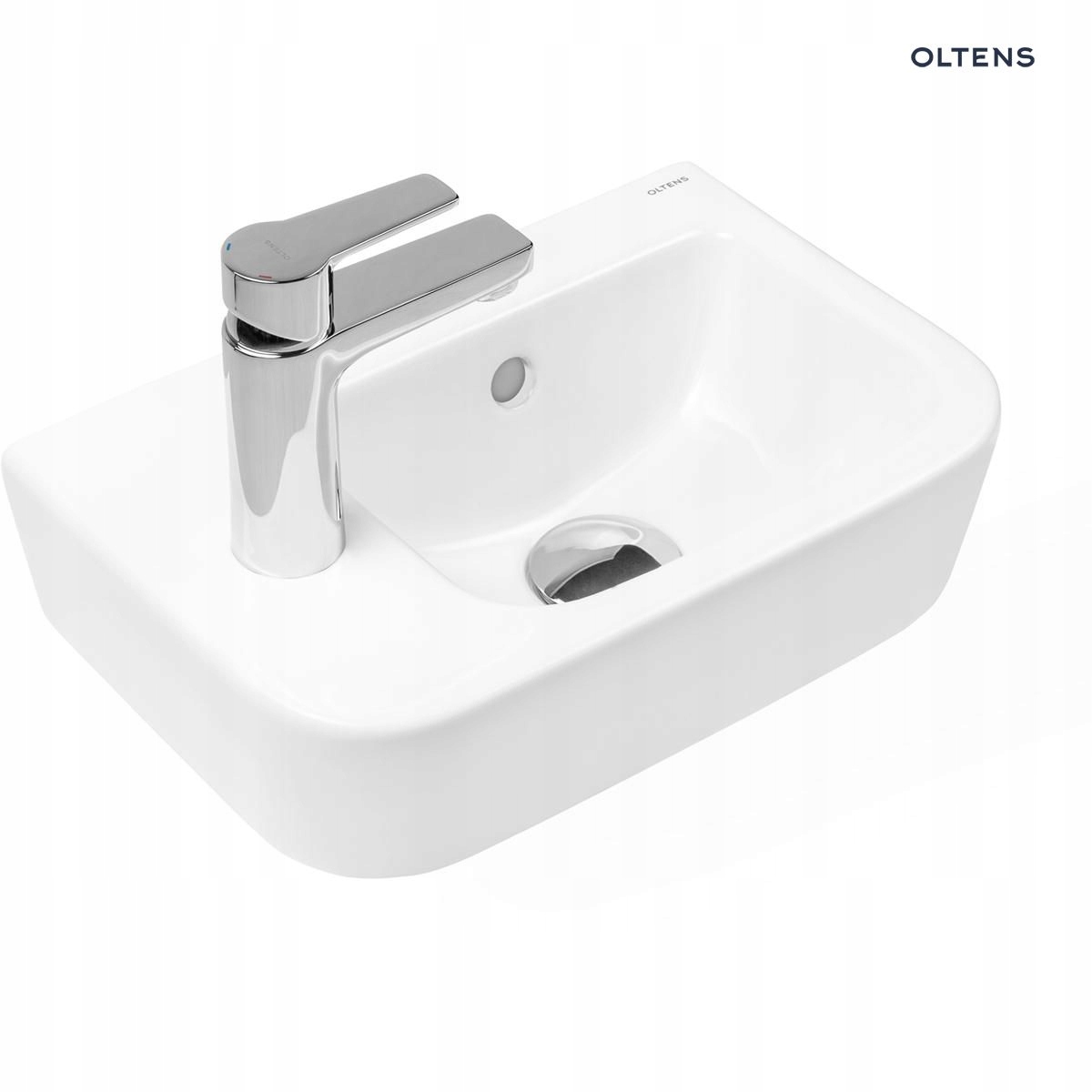 Asymetrické umývadlo -  Oltens Vernal Washbasin 37x24,5 cm visiaci vľavo