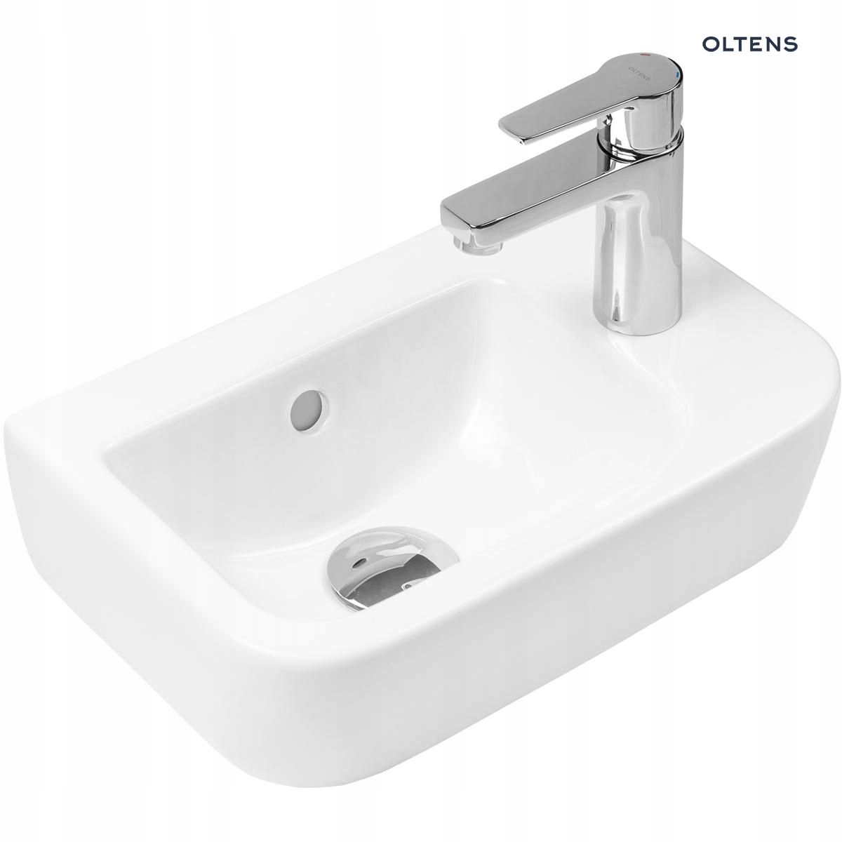 Asymetrické umývadlo -  Oltens Vernal Washbasin 37x24,5 cm biele práva