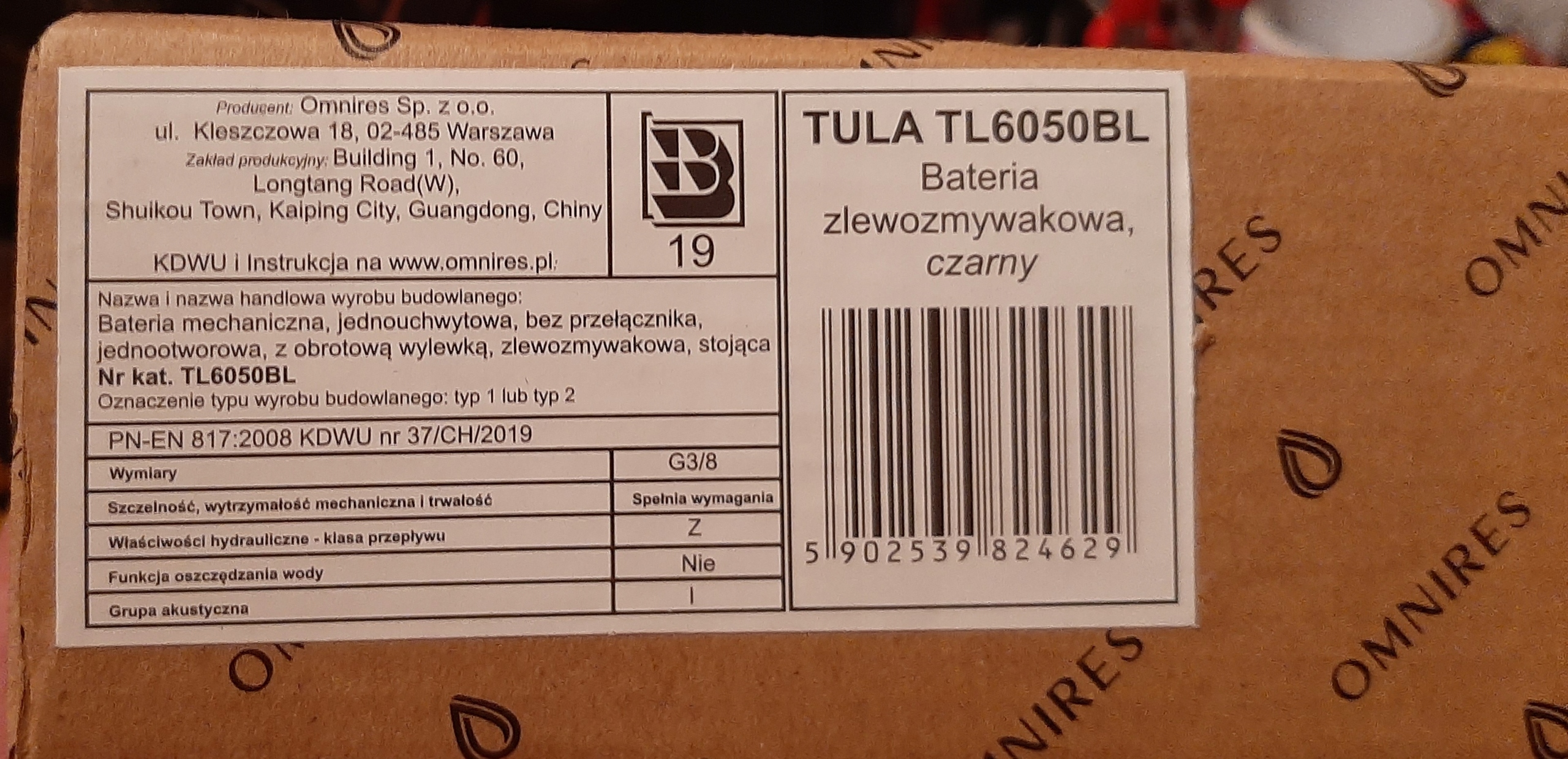 Kuchynské batérie - Omnires tula kuchynská batéria čierna rohož TL6050BL