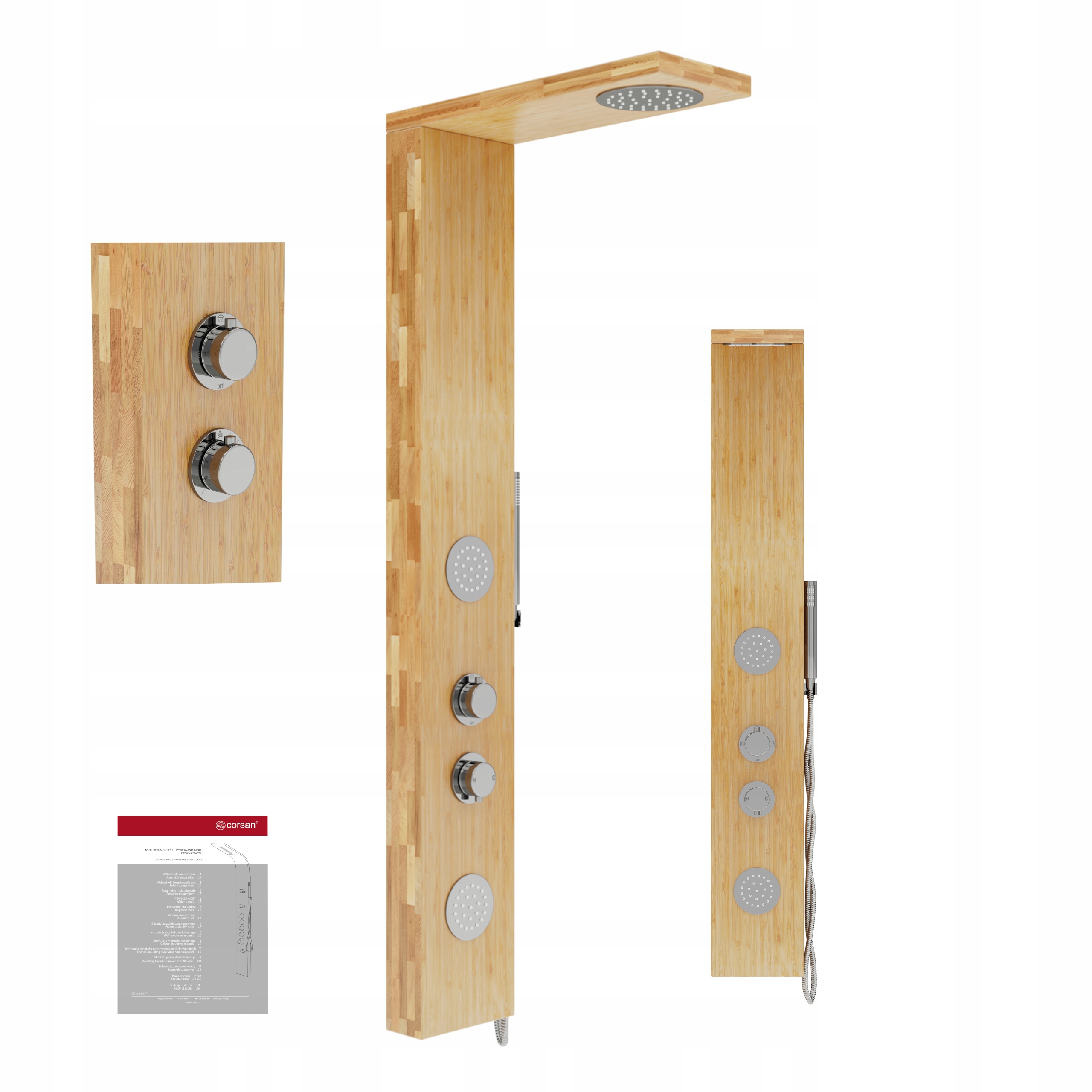 Sprchový panel - SPRCHOVÝ PANEL CORSAN WOOD BAMBOO + TERMOSTAT