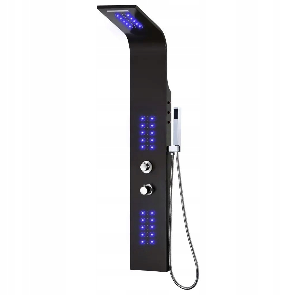 LED sprchovací panel hliníkový čierny 130 x 20 cm
