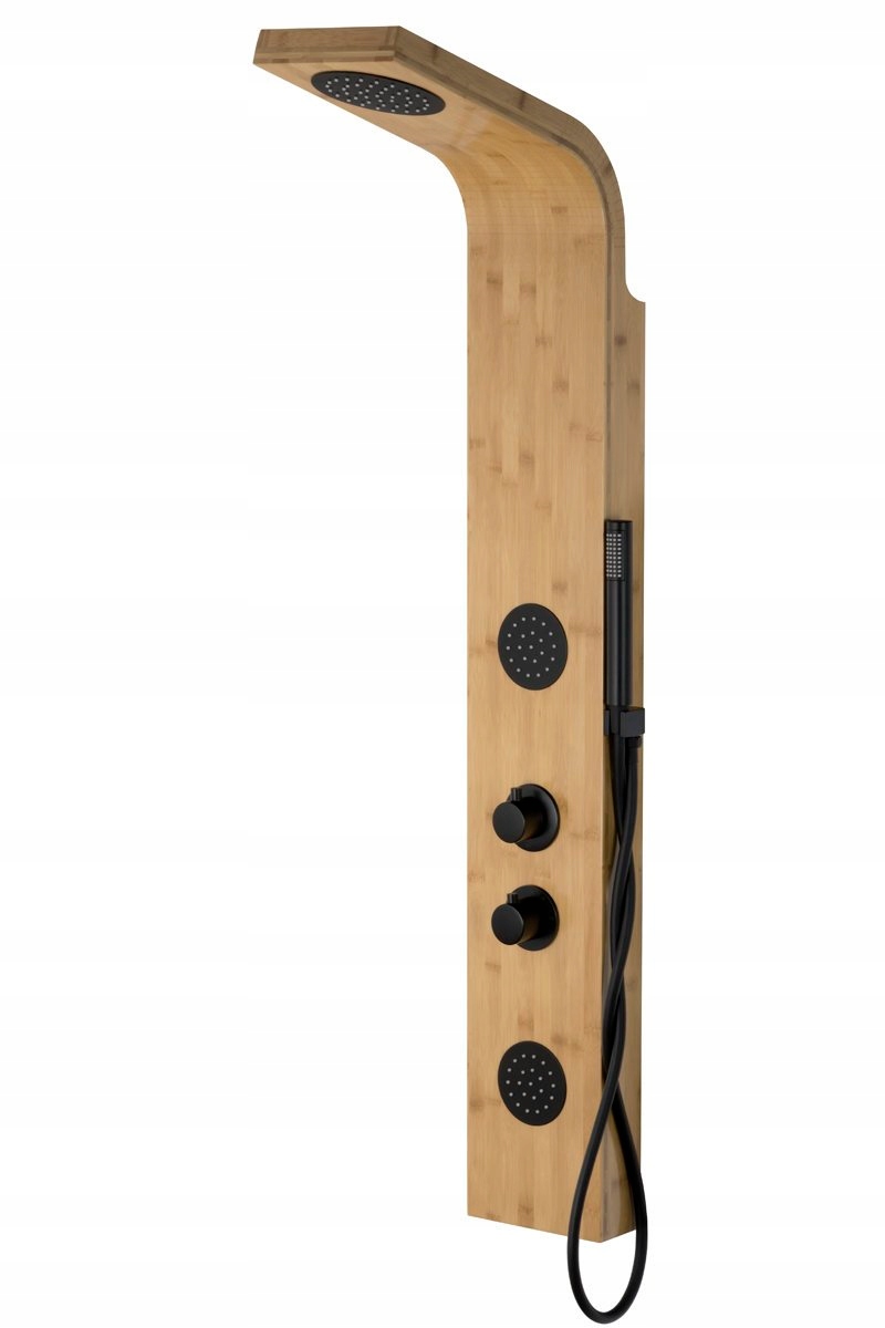 Sprchový panel - Sprchovací panel termostat drevo čierna podložka