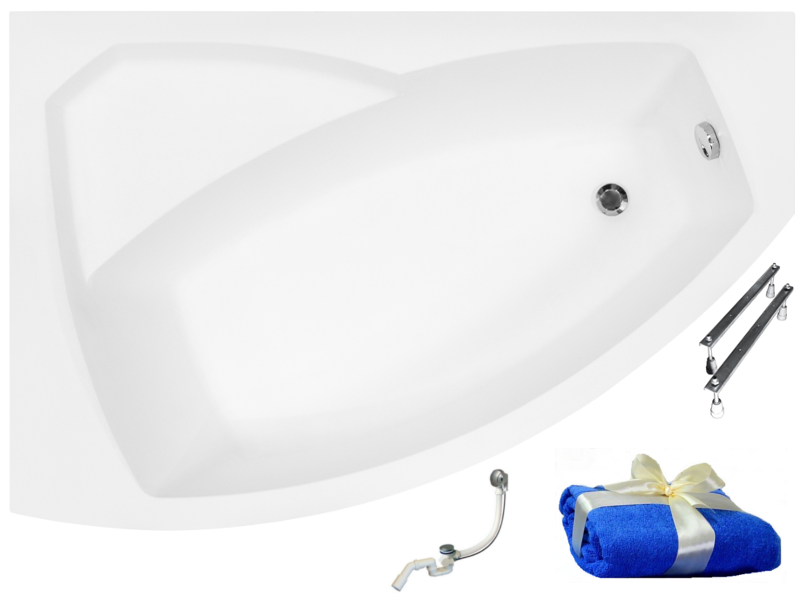Vaňa - PMD BESC RIMA 160x100 BATH CORNER TRAP NOHY