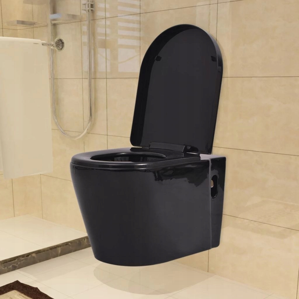 WC misa - Zavesená toaletná misa čierna + pomaly -closingová doska