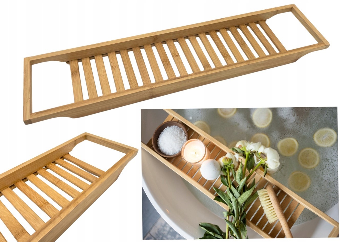 Polička do kúpeľne - Organizátor Bambu Bath Organizátor vo vani
