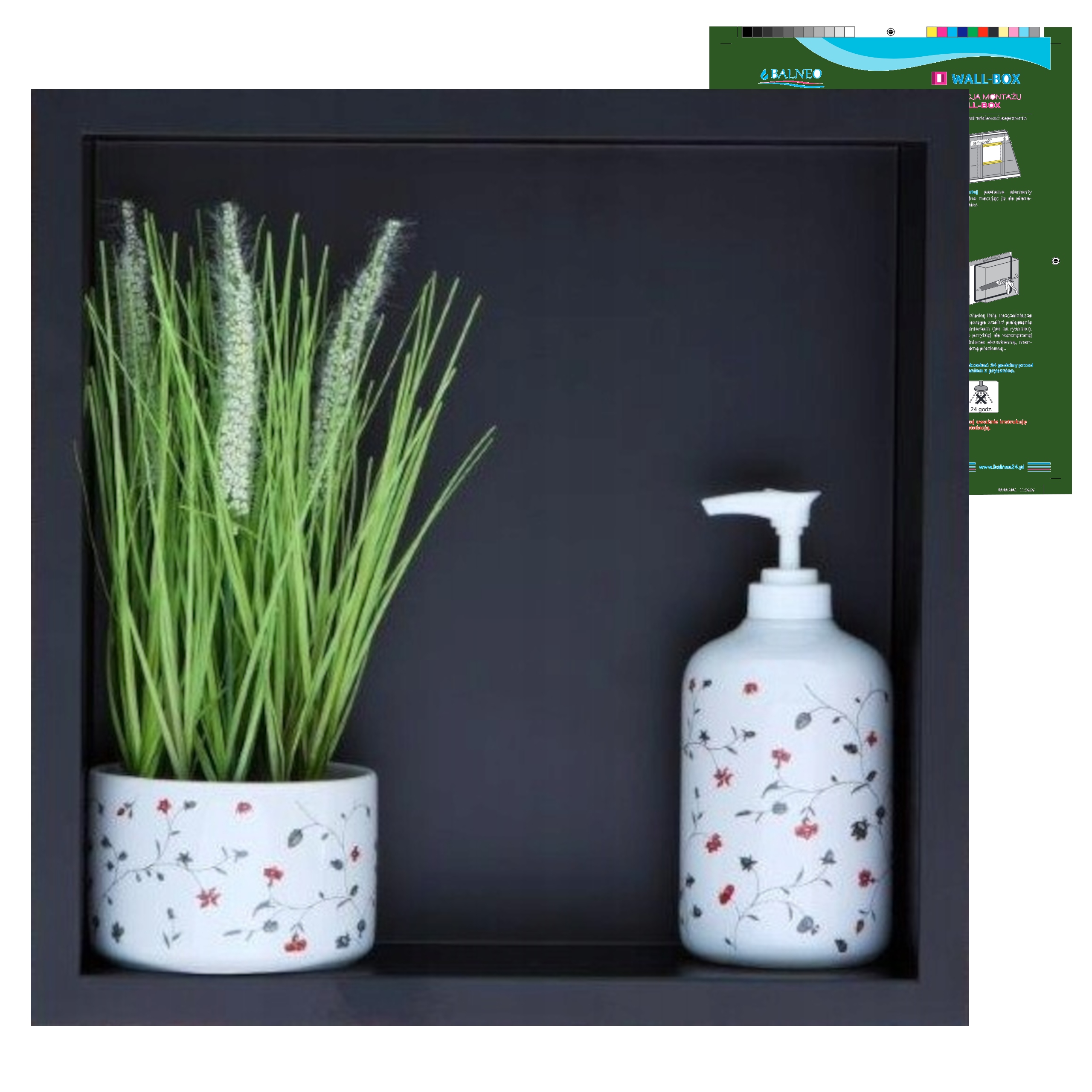 Polička do kúpeľne - Black Recess Poličky s golierom 30x30x10 cm oceľ
