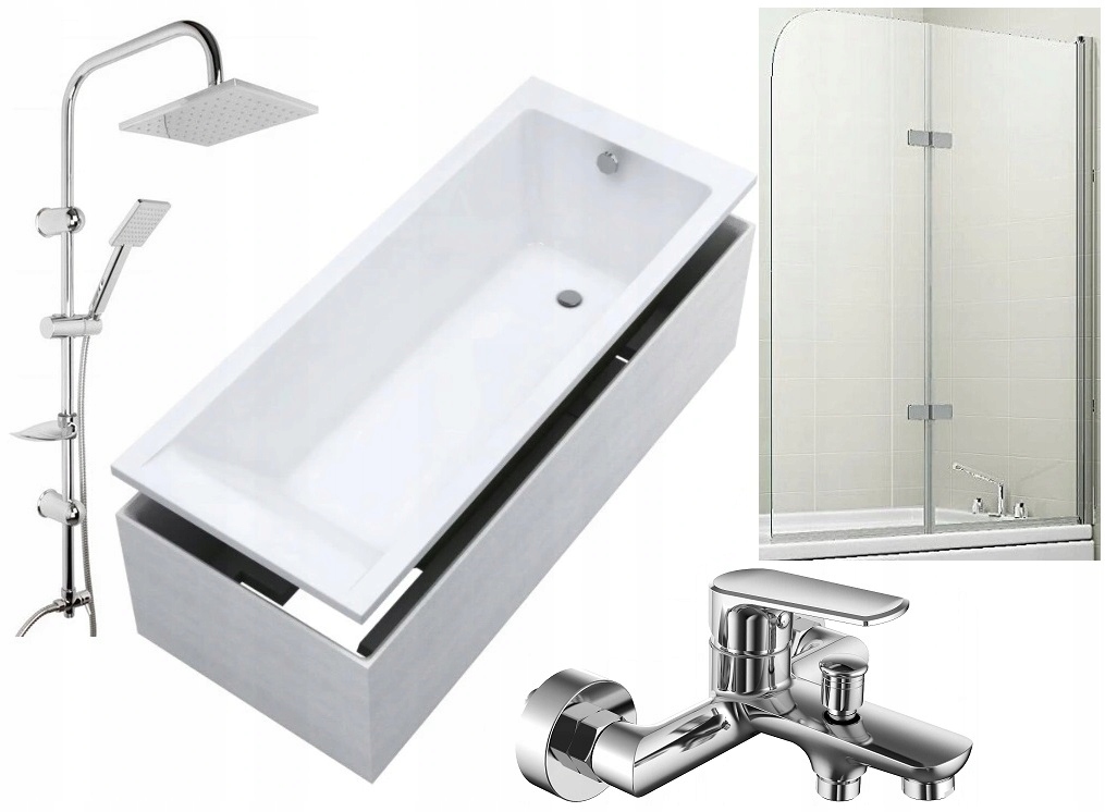 Vaňa - POĽSKO 160x70 + kúpeľ PANEL Sprchová zástena BATÉRIE