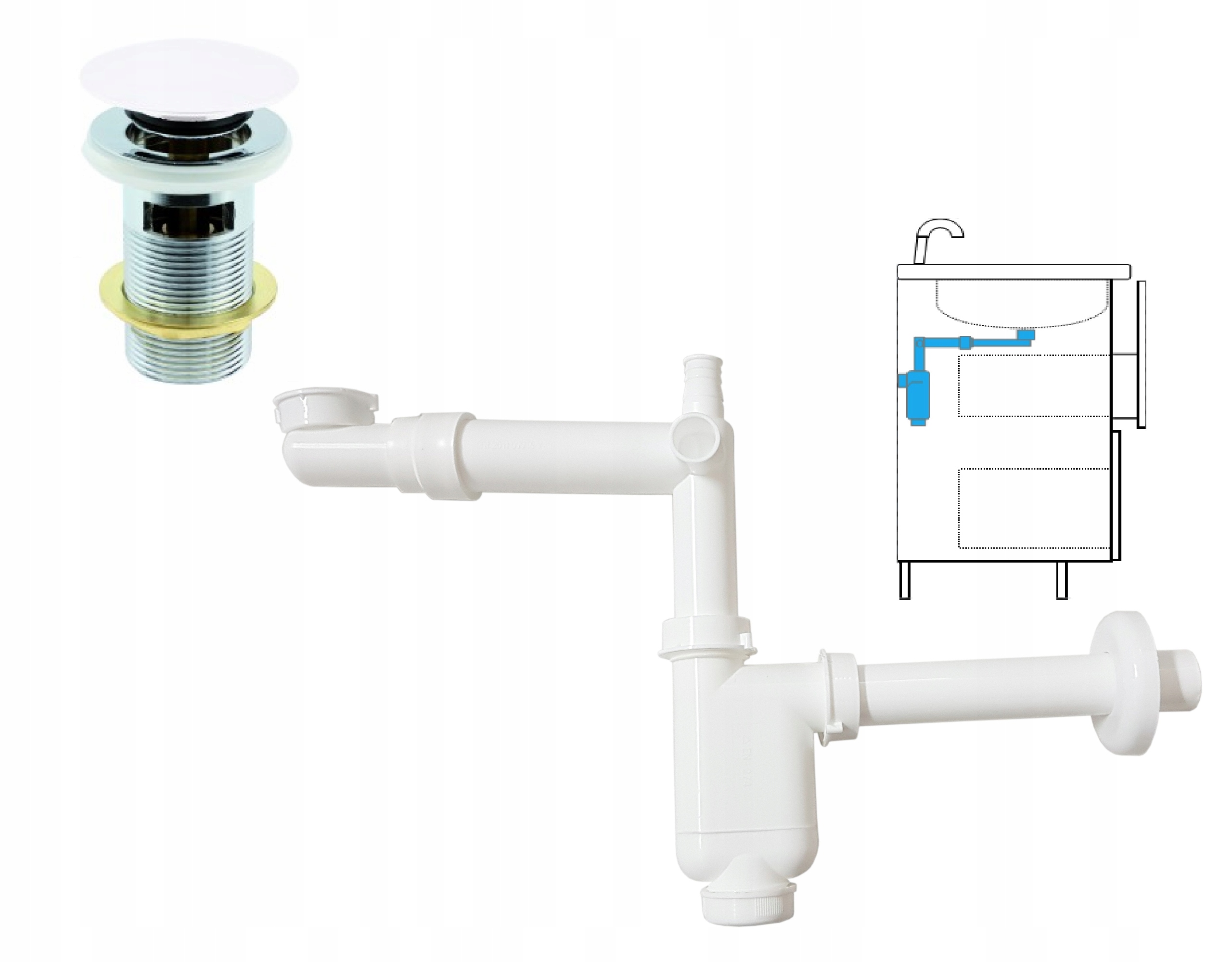Umývadlo - Semicon Siphon Scroll Outflow + Click-Click Cork