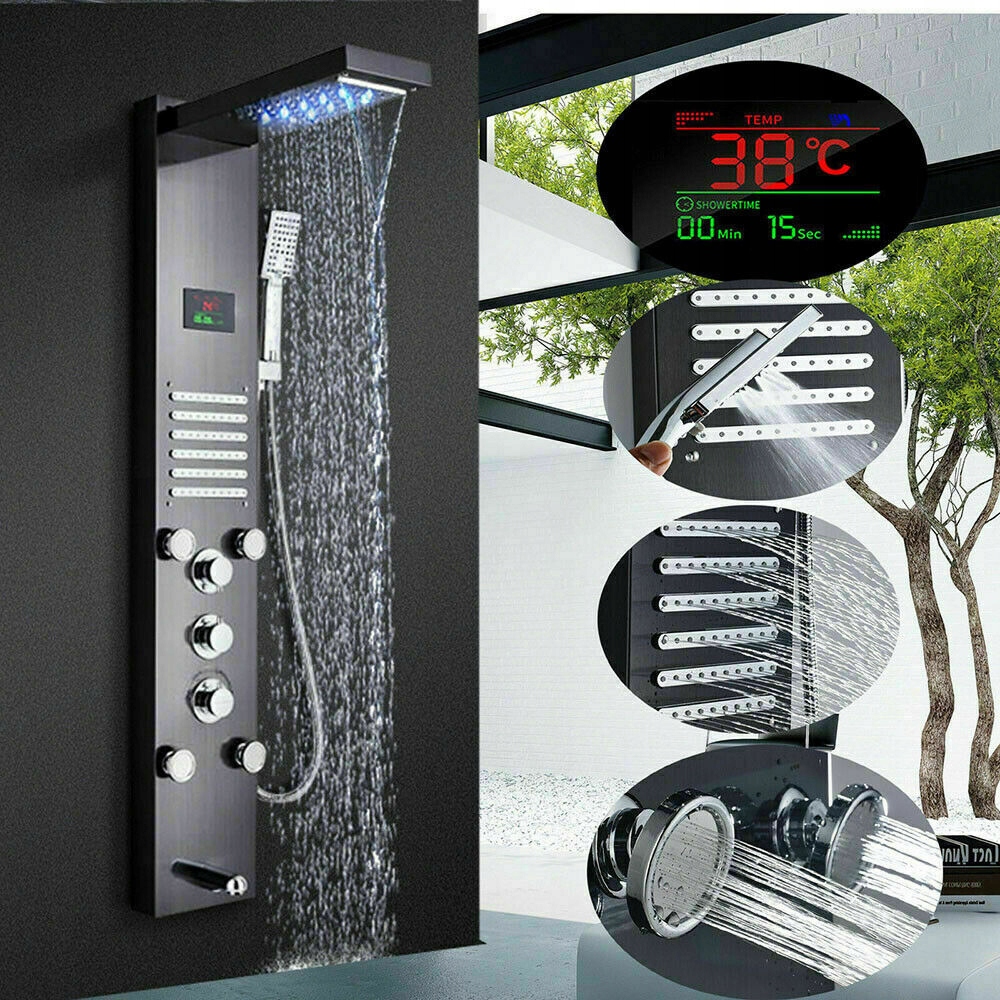 Sprchový panel - LED sprchovací panel čierna sprcha