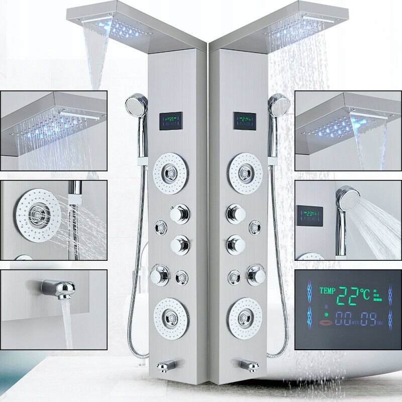 Sprchový panel - LED sprchovací panel s oceľovým sprchovým súpravou