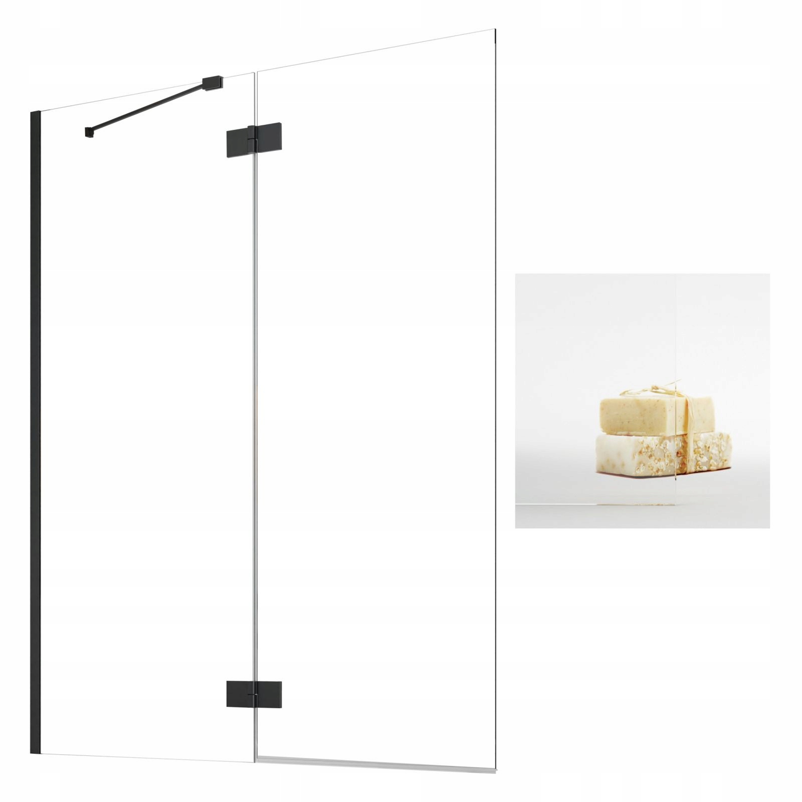 Vaňová zástena - Essenza Black Pnd II 130 L Ultraclea Screen