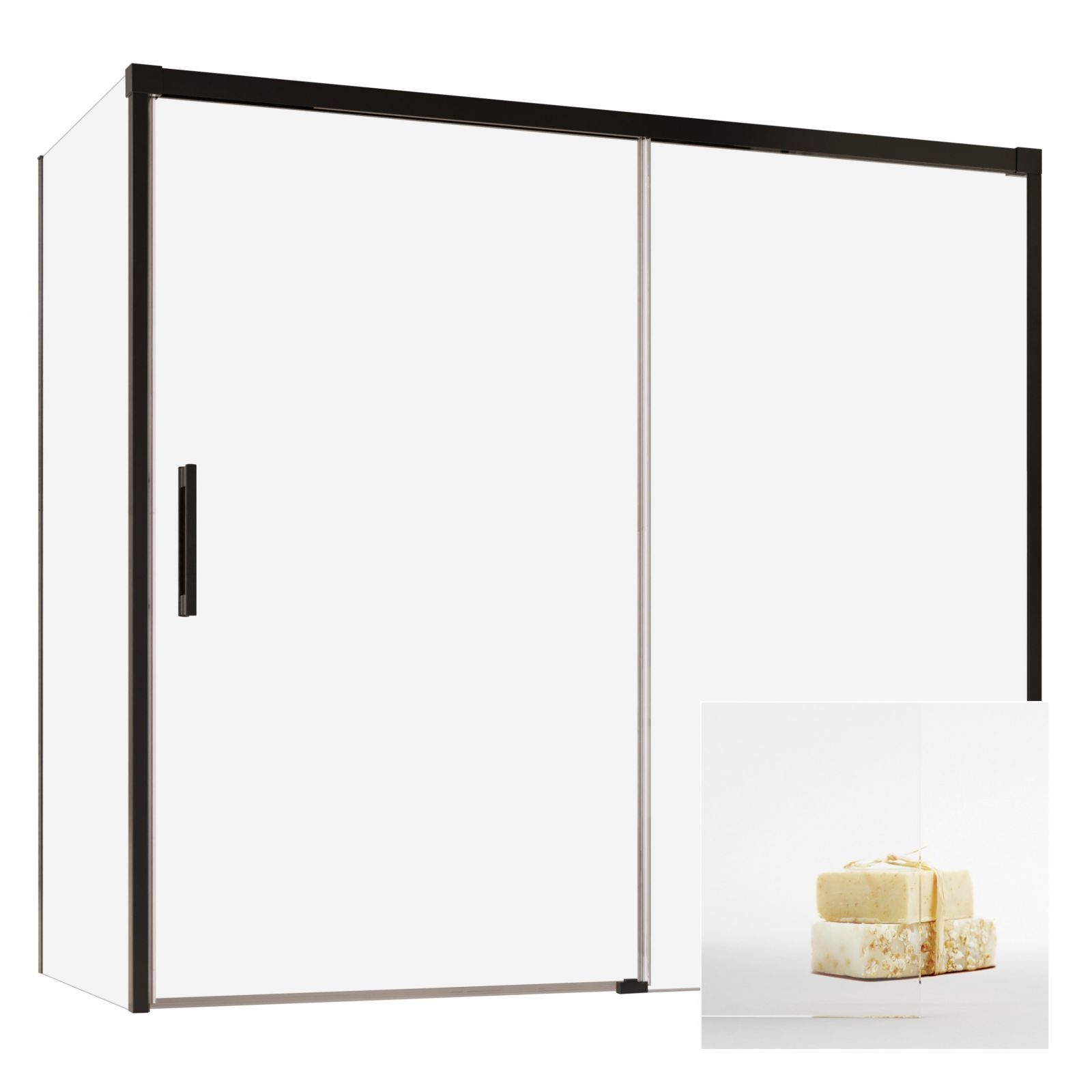Vaňová zástena - Idea Black DWJ+S 150x70 P reproduktor ultrakleárne sklo
