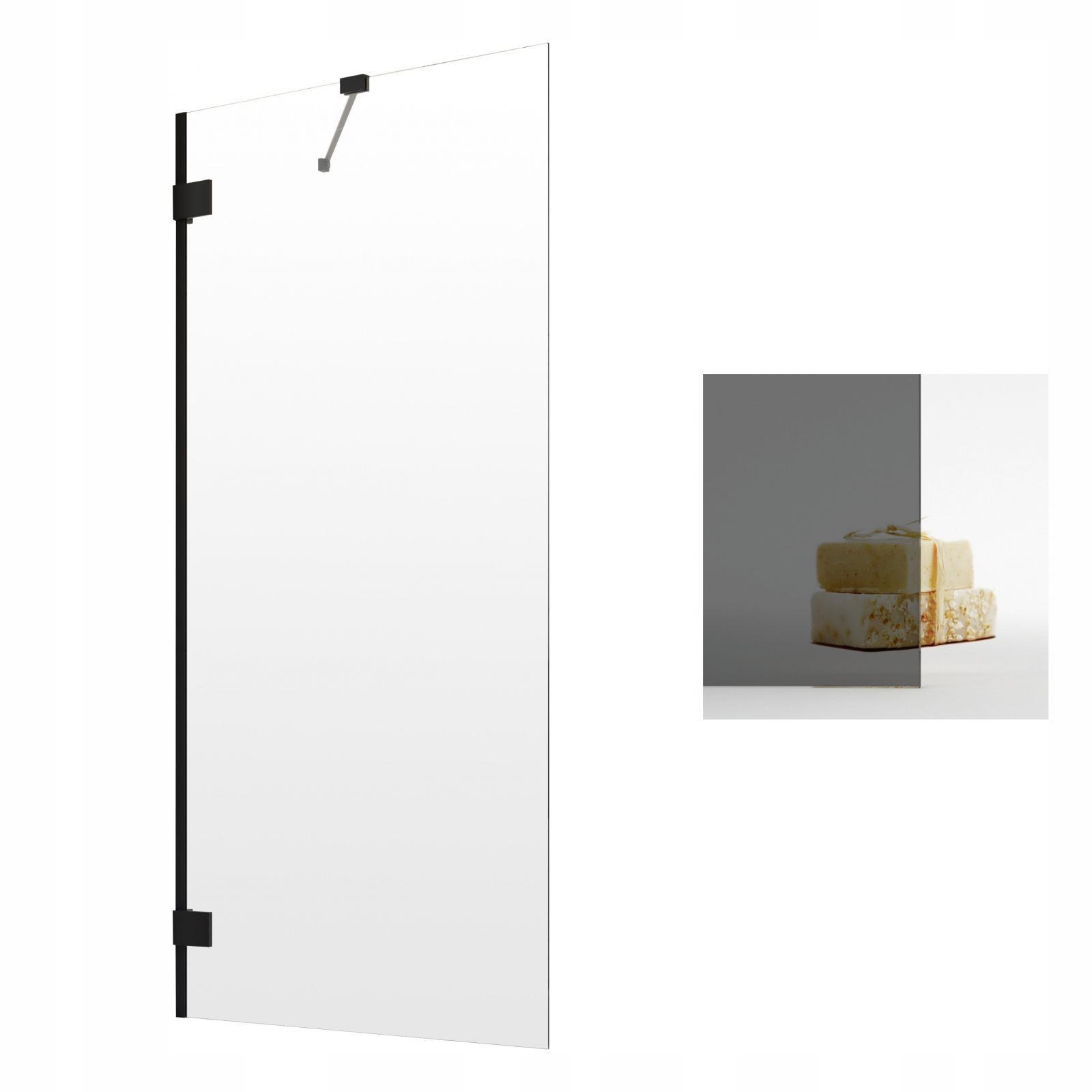 Vaňová zástena - RADAWAY ESSENZA PRO BLACK PNJ II 60 GRAPITE SCREE