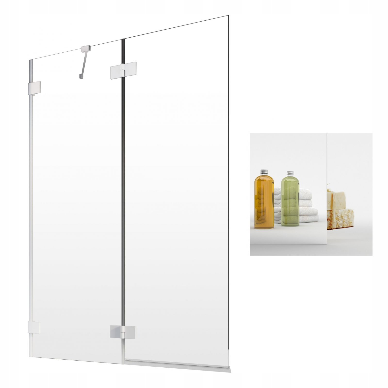 Vaňová zástena - RADAWAY ESSENZA WHITE PND II 140 L zrkadlová obrazovka