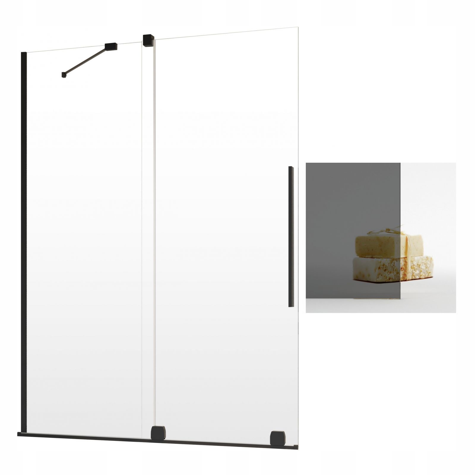 Vaňová zástena - RADAWAY FURO BLACK PND SCORE 130 L GRAPITE Glass
