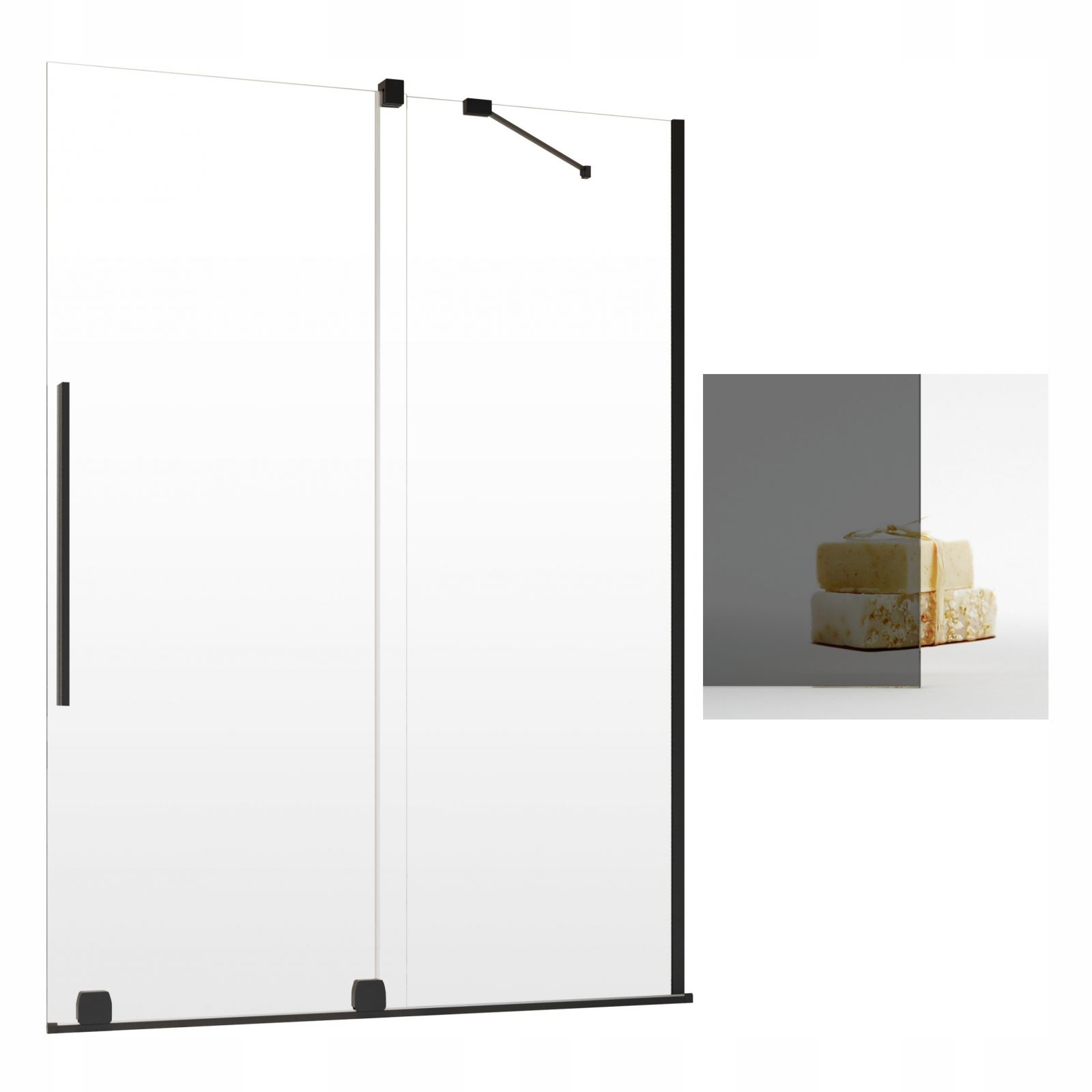 Vaňová zástena - RADAWAY FURO BLACK PND 140 F Graphitové sklo