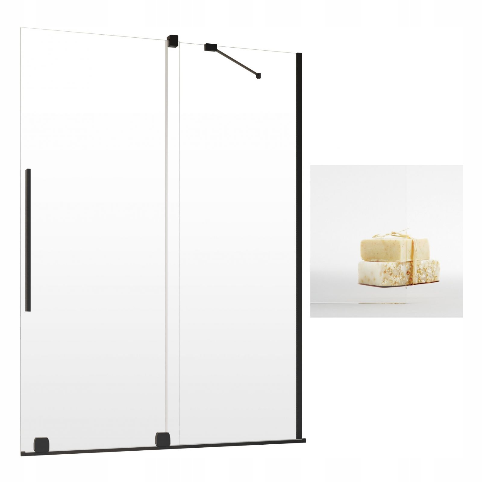 Vaňová zástena - RADAWAY FURO BLACK PND 150 W SZKło Ulclear