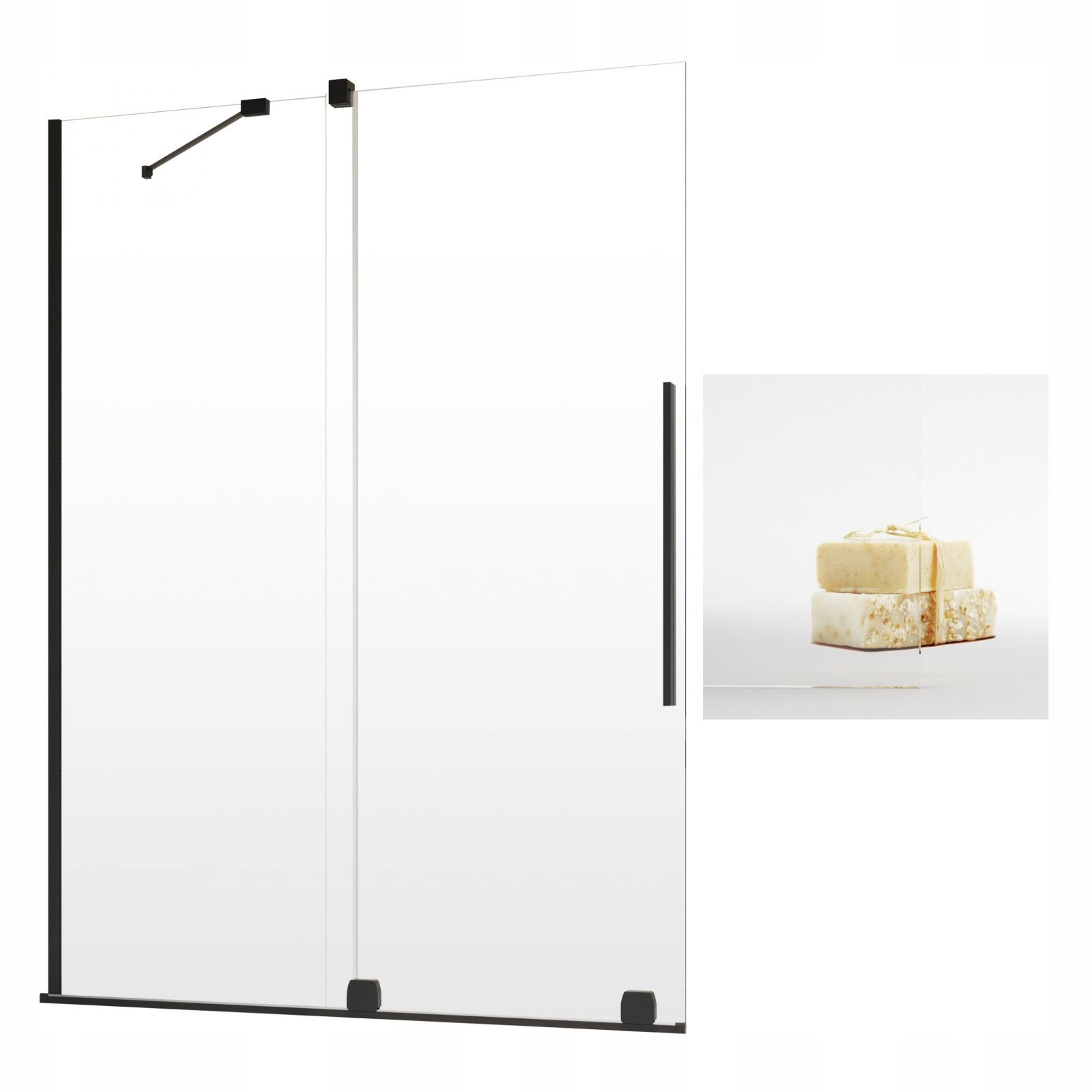Vaňová zástena - RADAWAY FURO BLACK PND 160 L sklo