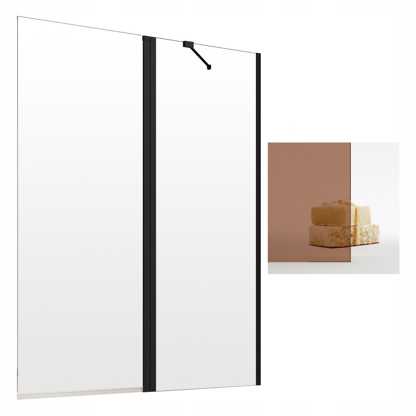 Vaňová zástena - Čierna obrazovka RADAWAY NES PND II 120 P Glass Bronze
