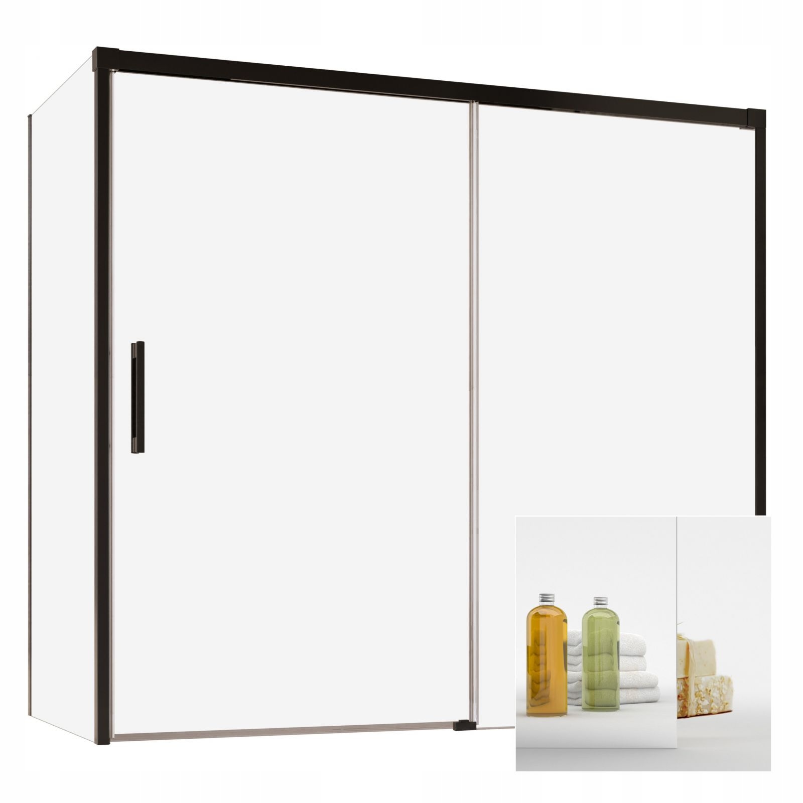 Vaňová zástena - Nápad na obrazovku Navanny Black DWJ+S 140x70 P Zrkadlo
