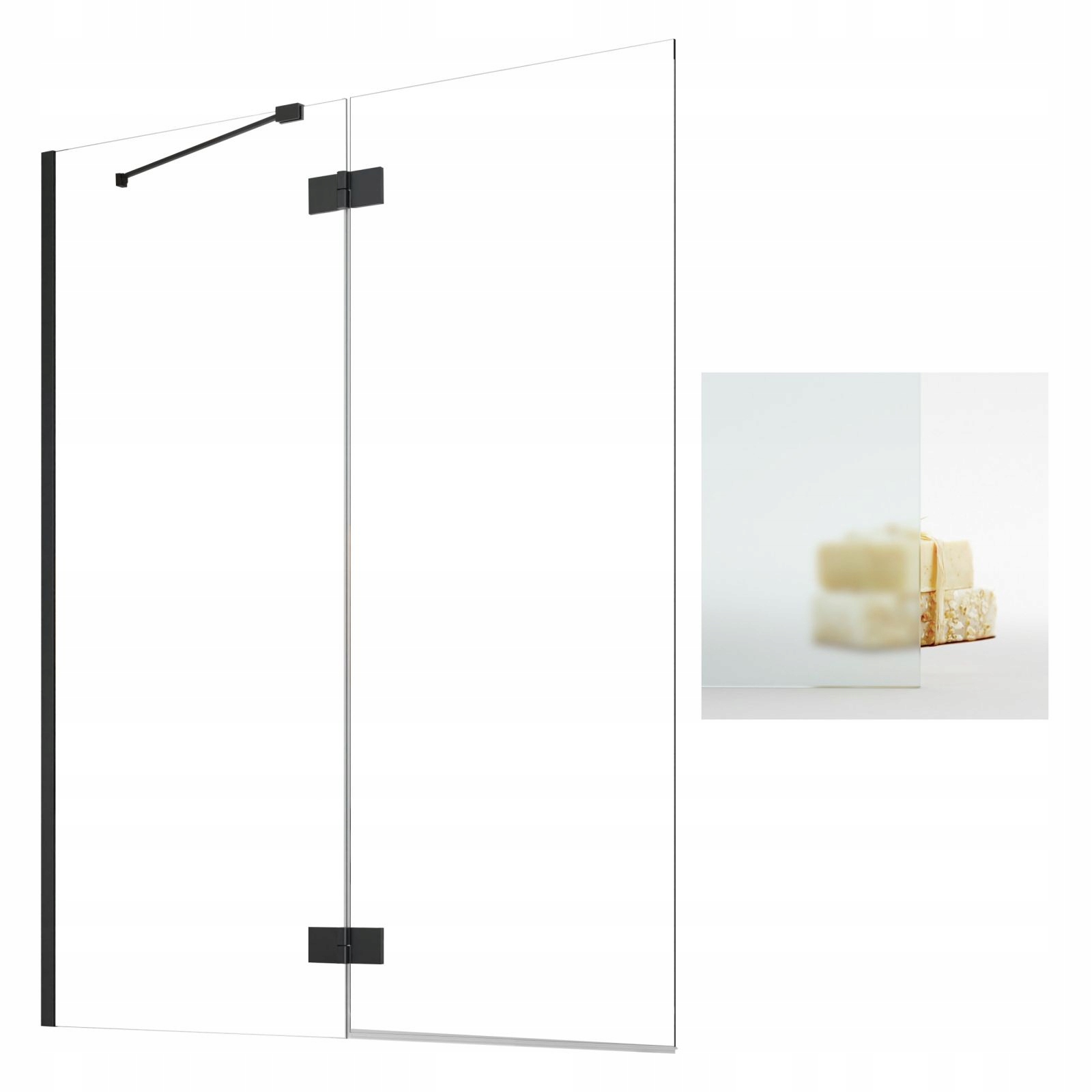 Vaňová zástena - Essenza Black PND II 130 L Satin Scanner