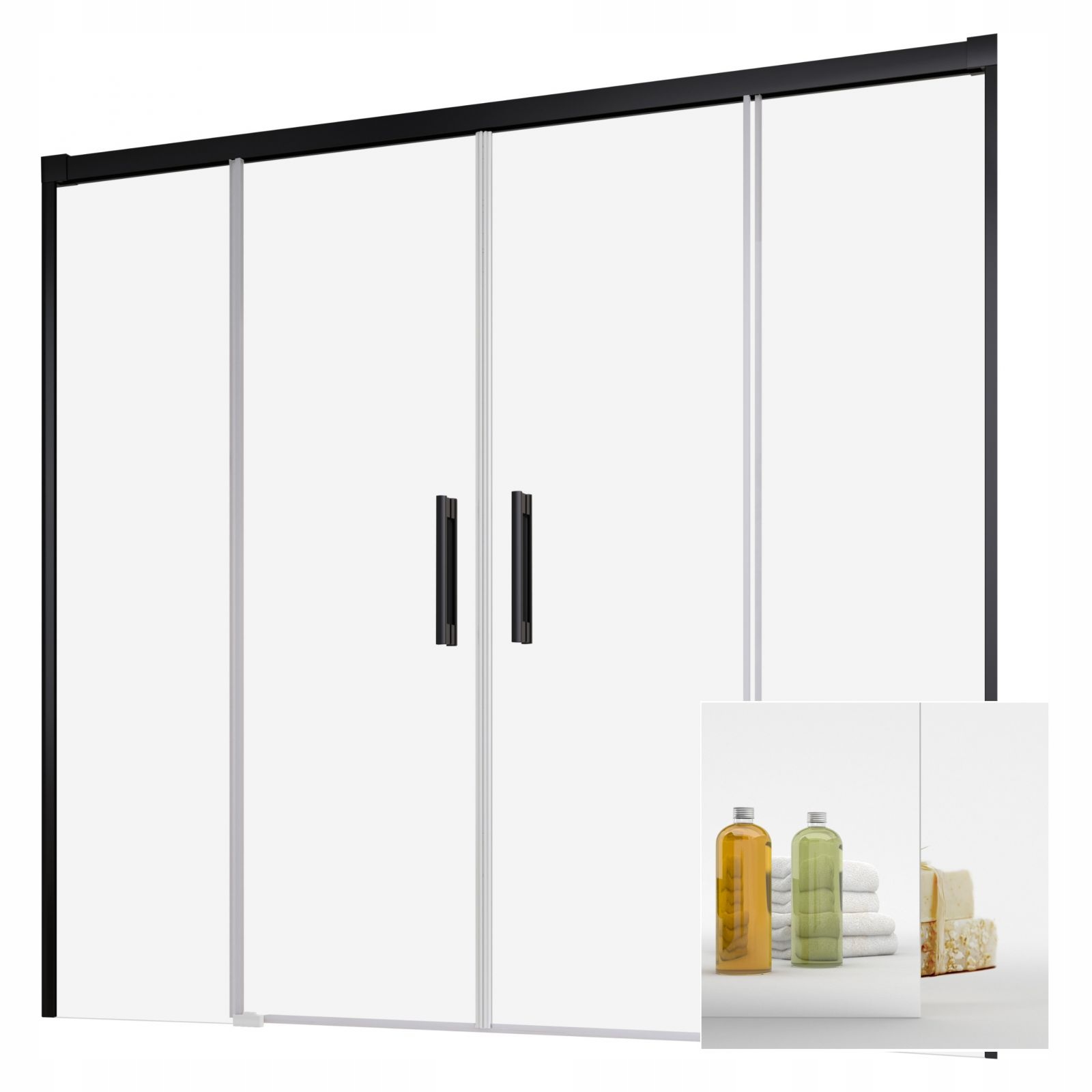 Vaňová zástena - Wanvan Wannownia Idea Black Dwd 160 Mirror