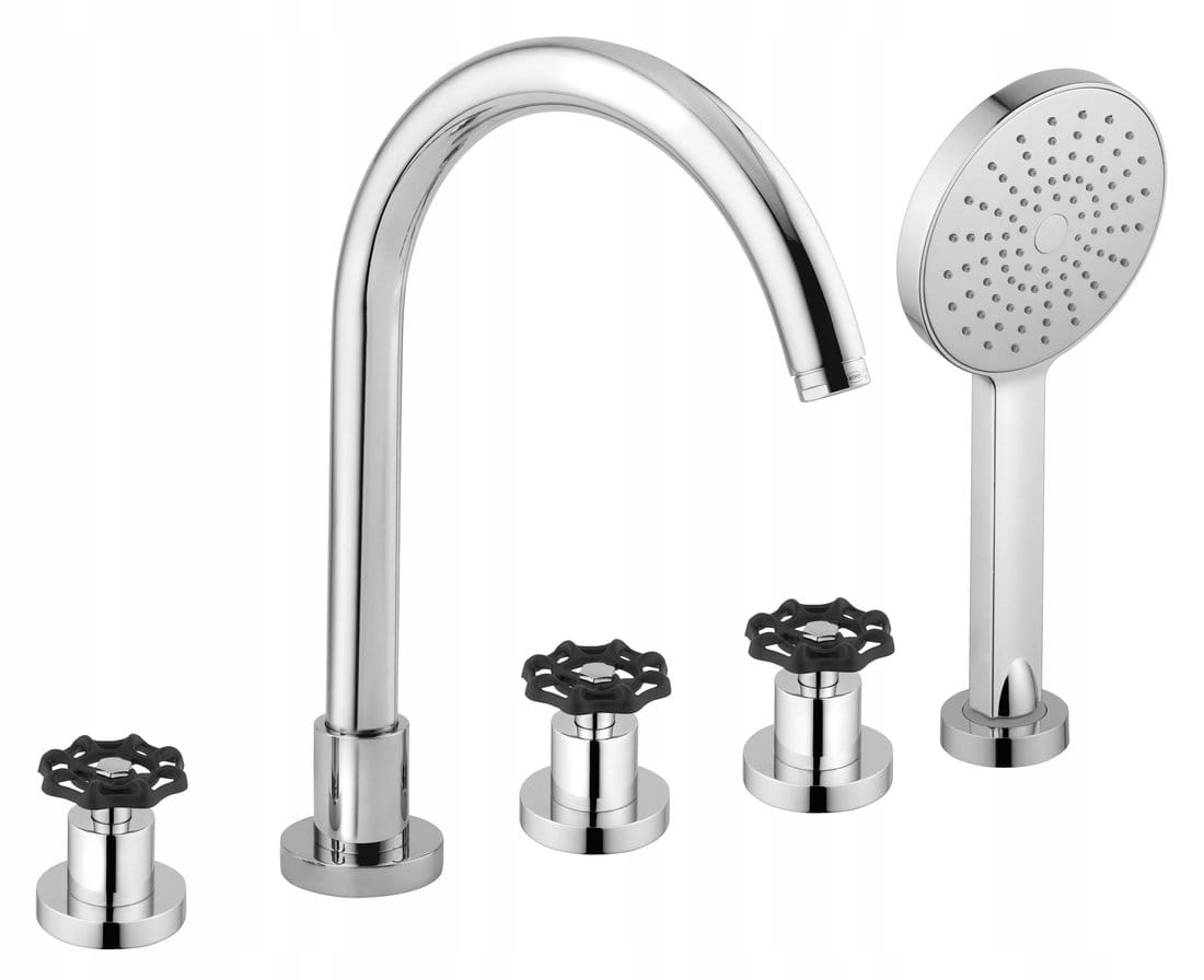 Vaňová batéria - Päťdielny vaňa Chrome / Black Indus