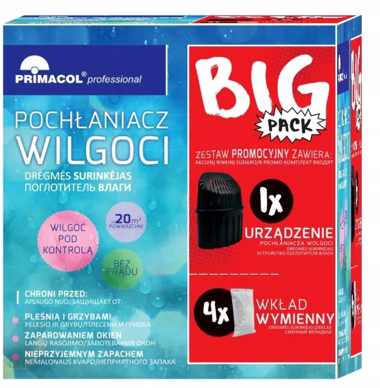 Pohlčovač vlhkosti - Veľké balenie absorbéru vlhkosti čiernej a 4