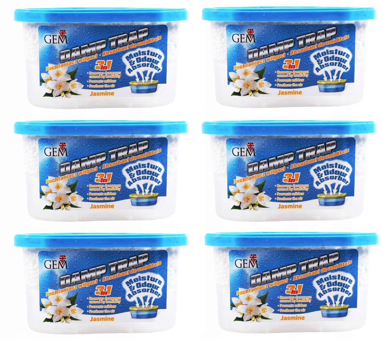 Pohlčovač vlhkosti - Vlhký absorbér drahokam 400 ml jazmínu 3in1 x 6