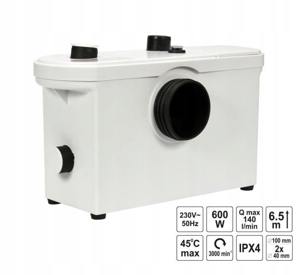 Sanitárne WC čerpadlo -  Čerpadlo WC 600W s drvičom