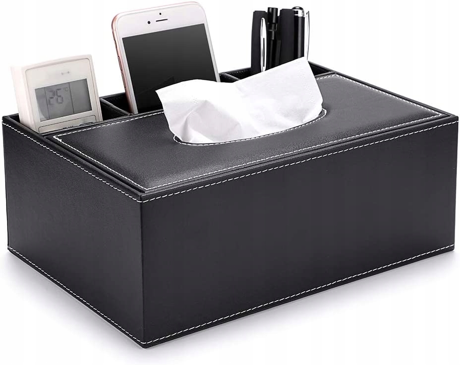 Držiak na toaletný papier - Obdĺžnikový box pre kožené tkanivá, čierna