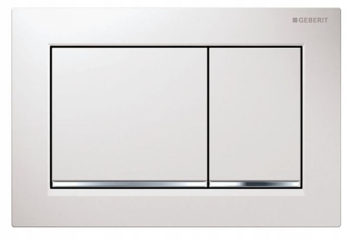 Splachovacie WC tlačítko -  Gombík geberit omega30, predný, biely chróm,