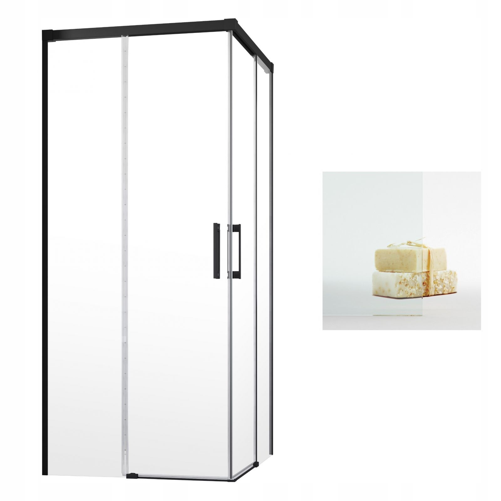 Sprchový kút, kabína - RADAWAY Idea Black KDD Cabin 80x90 Transparentná