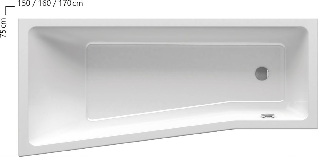 Vaňa - RAVAK ASYYMETRIC Wanna 170x75 L Biela