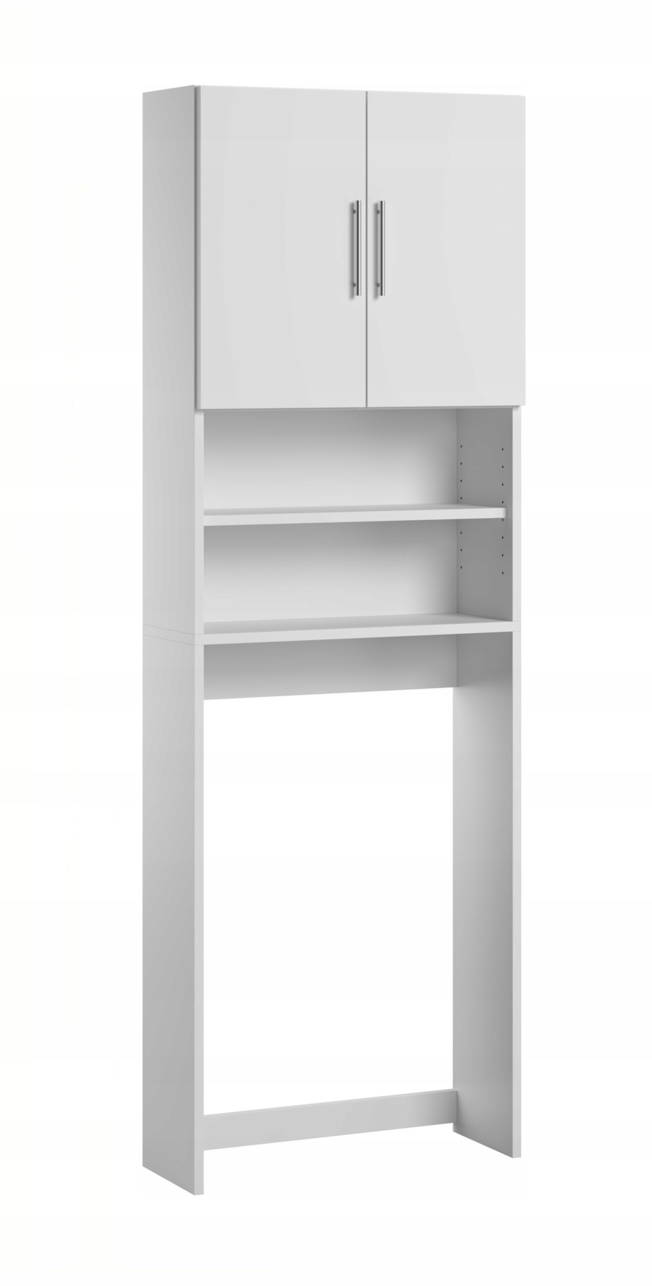 Kúpelňová skrinka - Kúpeľňa rack nad práčkou. Ariel. Biely mat