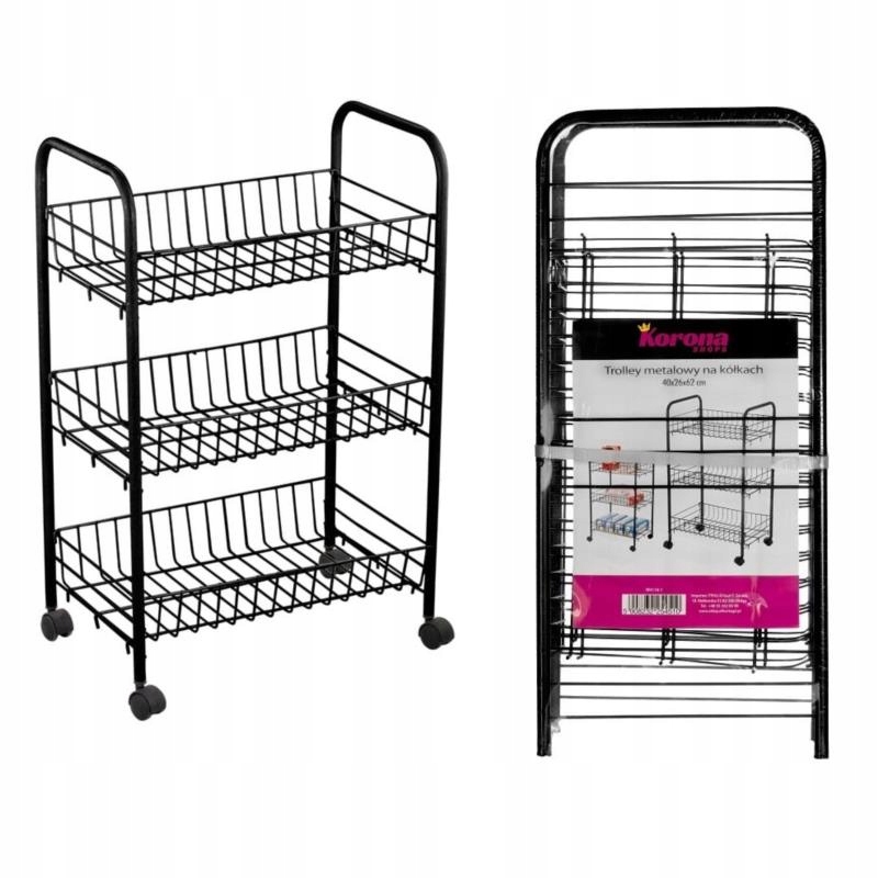Polička do kúpeľne - Trolley 3-úrovňová polica 40x26x62 kov W4116-1