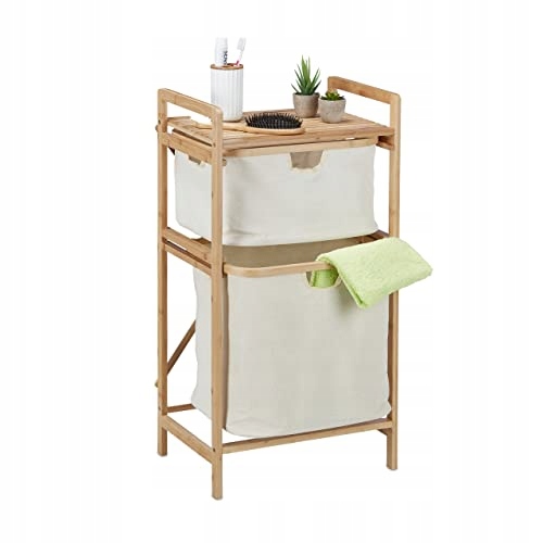 Kôš na bielizeň -  Relaxdays Wash Basket Knižnica, bambus, triedič