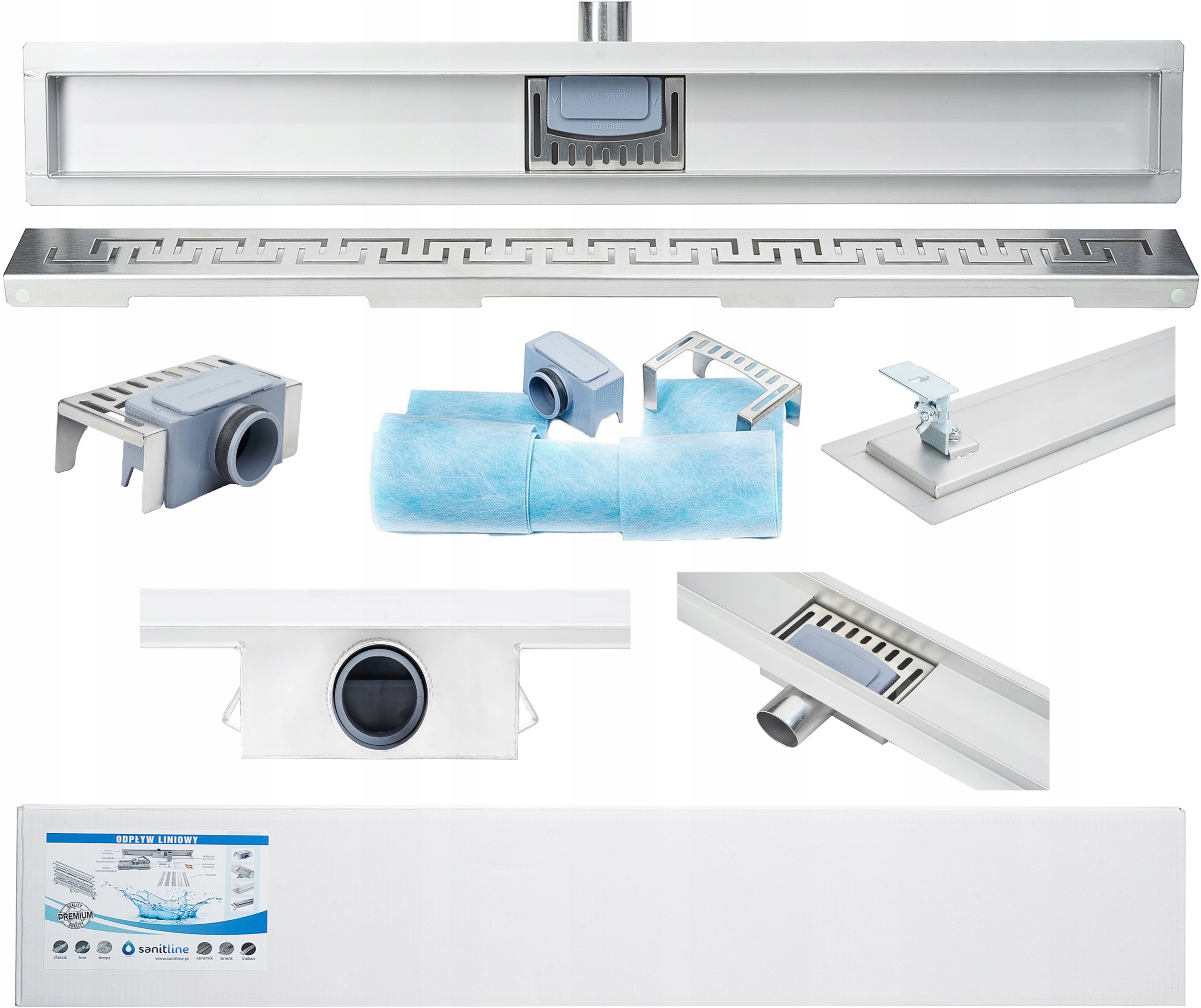 Sprchový žľab odtok - Sanitline lineárny odtok 60 cm nízky sifón 52 mm HQ
