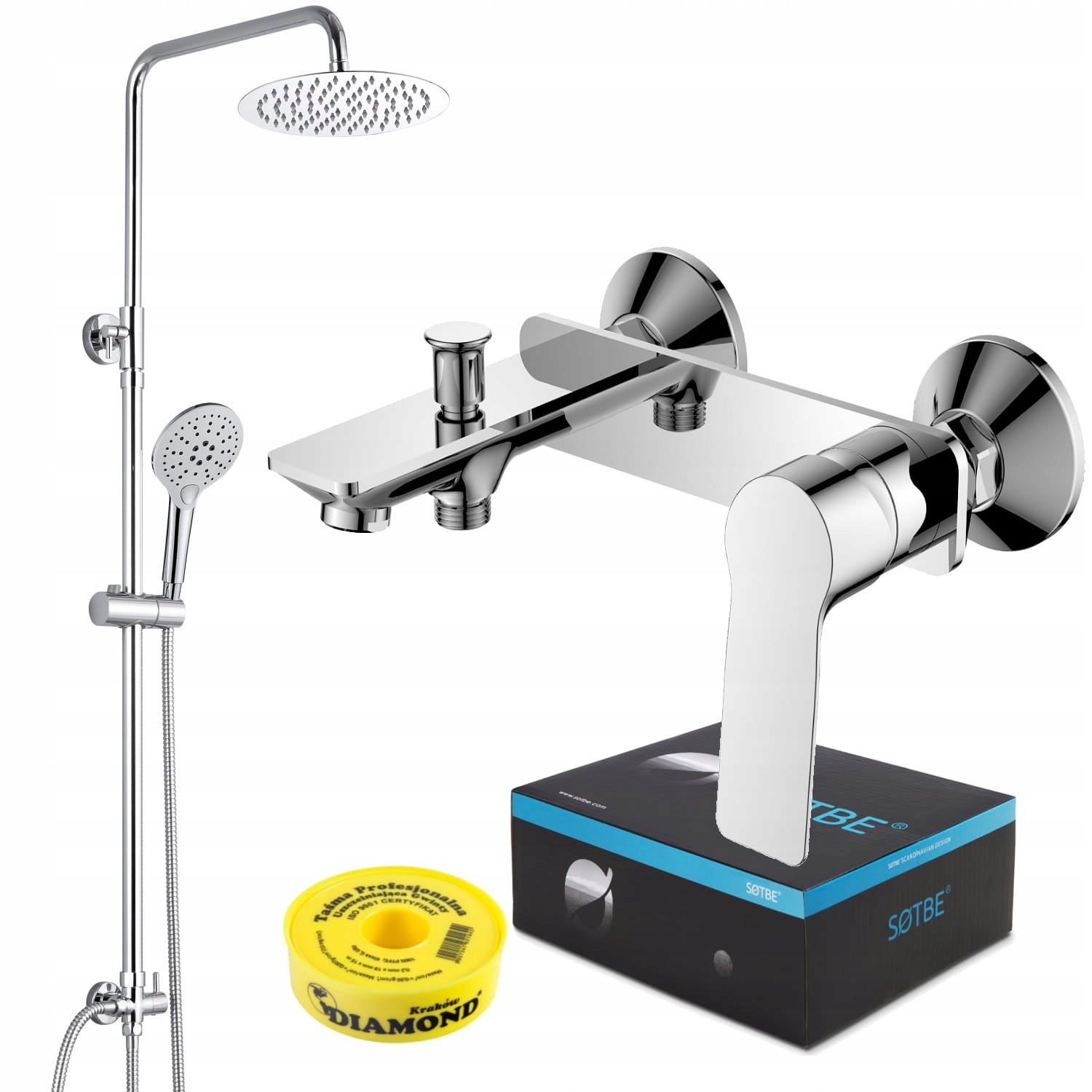 Stĺp Sotbe Rain Shower s chrómovanou kúpeľňou batérie