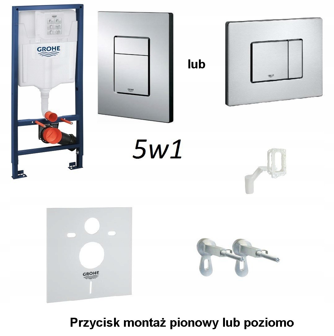 GROHE 5W1 rám chróm tlačidlo rohož 24h
