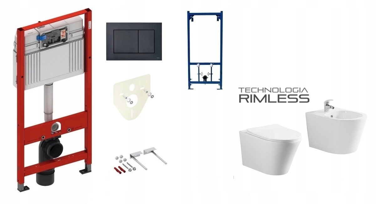 Podomietkový WC modul -  Teche Black+Bide+Bide+Bidet Rám