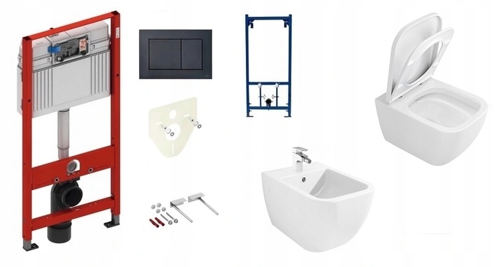 Podomietkový WC modul -  Teche Black+MISA+Bidet Výborný+rám