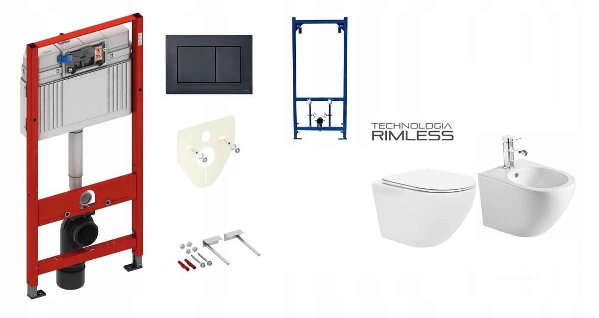 Podomietkový WC modul -  TECE Black Butter+MISA+Bide+Bidet Rám