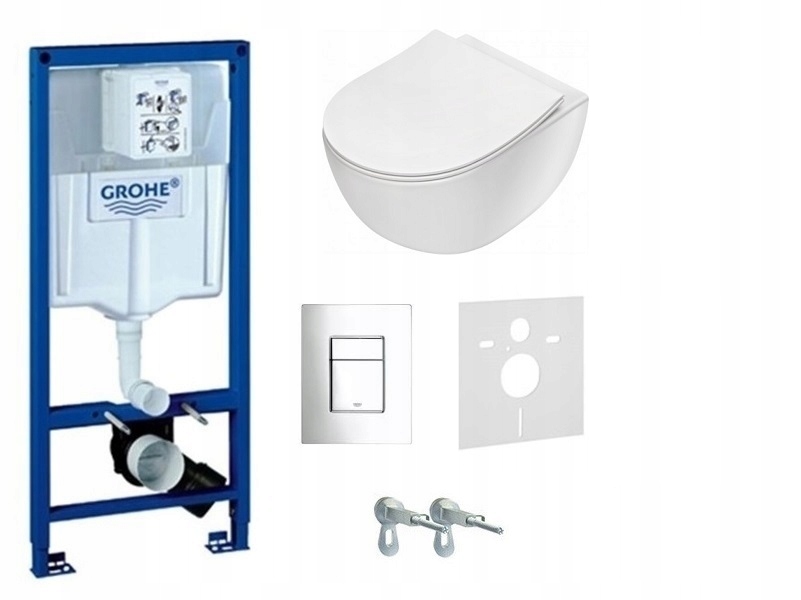 Podomietkový WC modul -  Grohe čerstvý záchodový rámec+ tenký gombík+ misa rimless